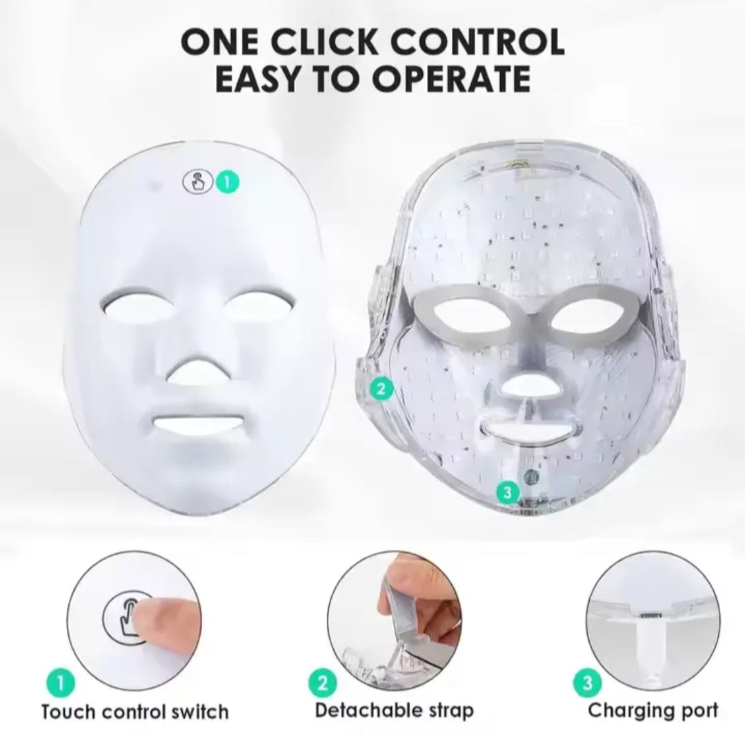 Cordless anti-wrinkle face mask light switch 7 color changing mask